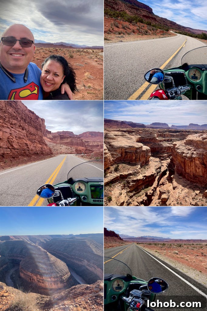 Let's Get Lost: March 2022 Travel Highlights 16 Six photos showing scenes from a motorcycle ride through southeast Utah.