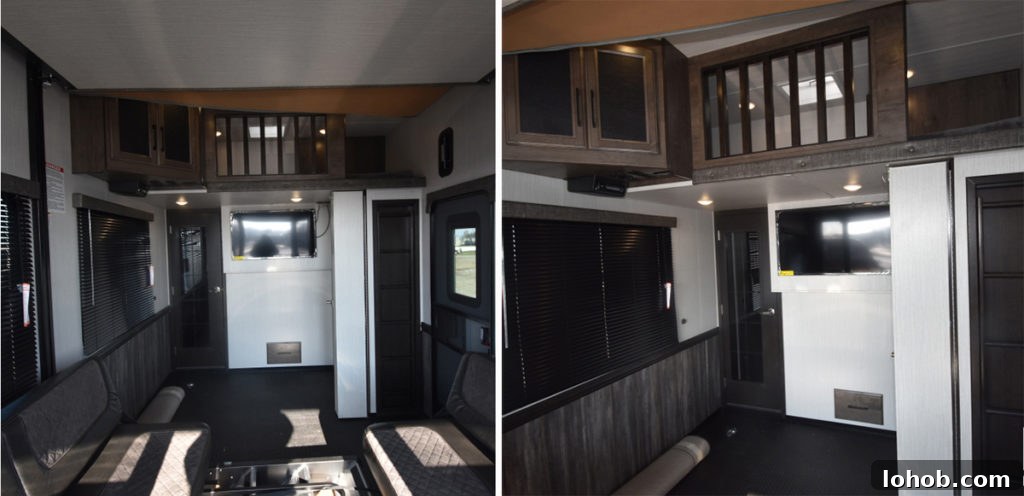 Let's Get Lost: March 2022 Travel Highlights 7 Two photos showing our 5th wheel RV garage before we remodeled it.