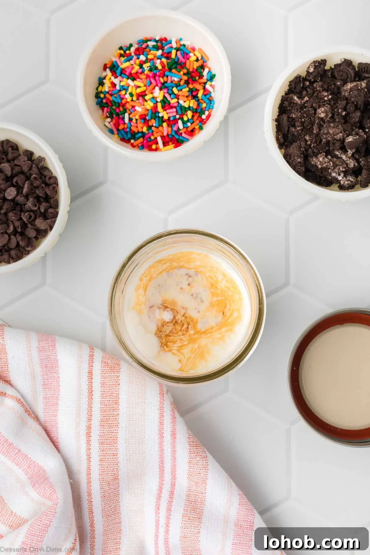 No-Churn Mason Jar Ice Cream Recipe 4 Ice cream mixture in mason jar.