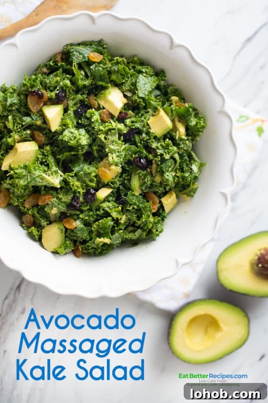 Avocado Massaged Kale Salad Healthy | EatBetterRecipes.com Avocado Massaged Kale Salad in a bowl