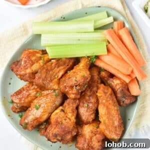 Crispy Baked Buffalo Wings Recipe 14 Baked Buffalo Wings overhead shot