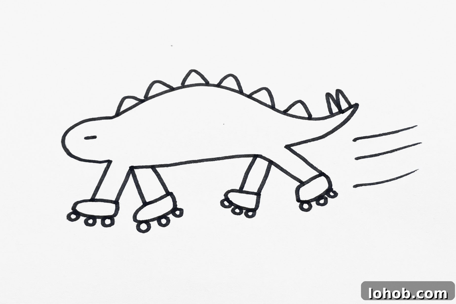31 Adorable Dinosaur Drawing Ideas for Cute Sketches 30 Rollerblading Dinosaur drawing