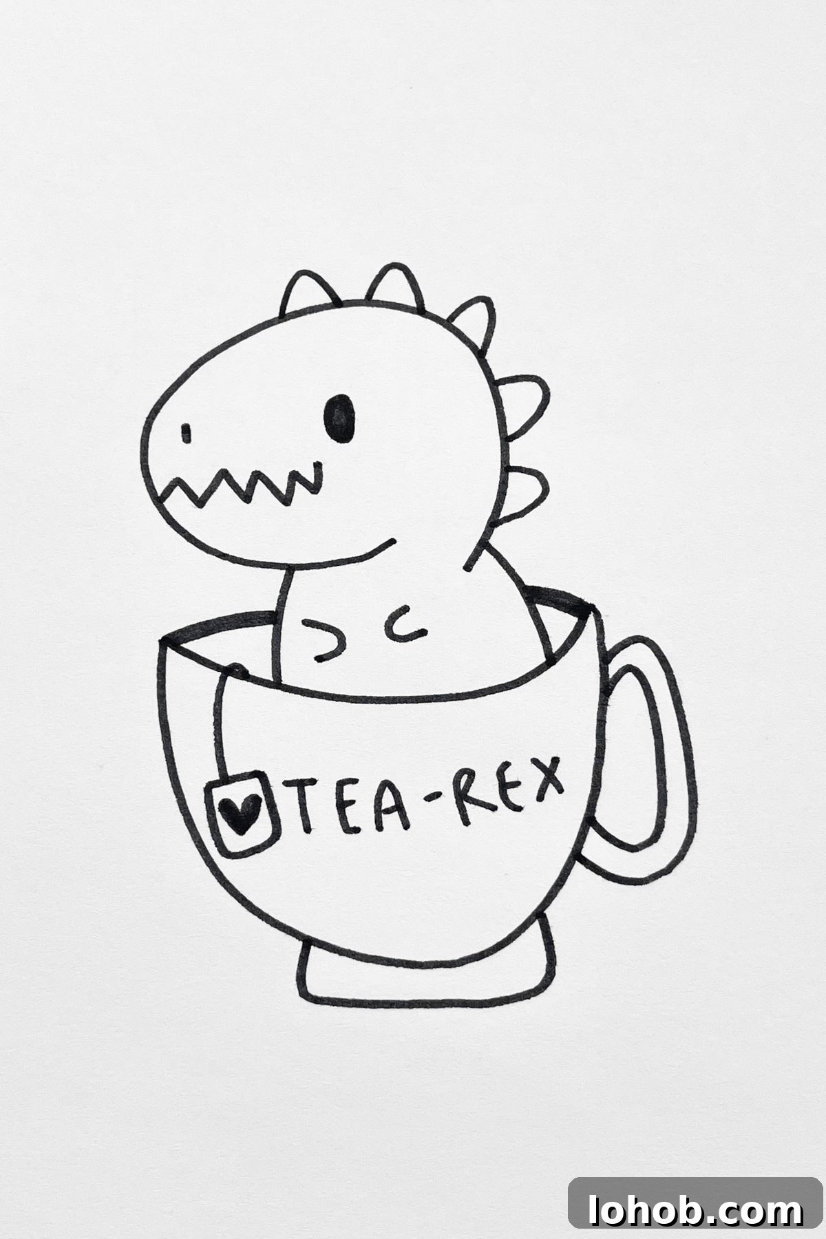 31 Adorable Dinosaur Drawing Ideas for Cute Sketches 6 Tea-Rex drawing