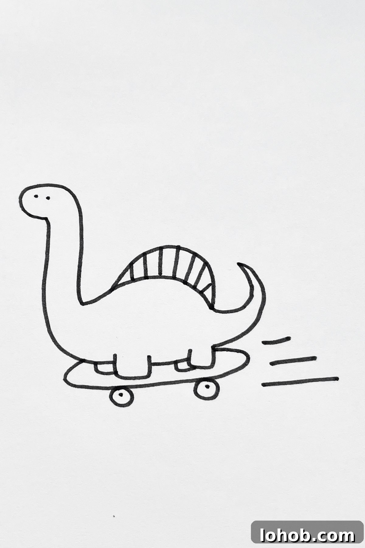 31 Adorable Dinosaur Drawing Ideas for Cute Sketches 8 Skateboarding Dino drawing