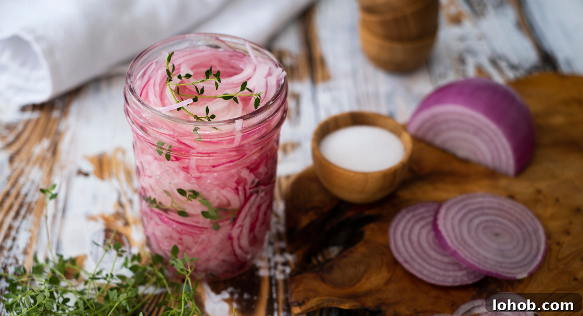 20 Simple Fish Taco Toppings to Elevate Flavor 4 Overhead image of pickled onions.