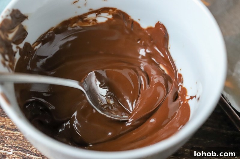 Valentine's Day Chocolate Bark Recipe 4 melted chocolate in a bowl