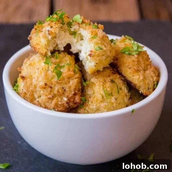 Smoky Roasted Cauliflower Salad with Garlic Lemon Dressing 9 Cauliflower Arancini filled with creamy boursin cheese. Quicker and healthier than regular arancini. Baked rather than fried.