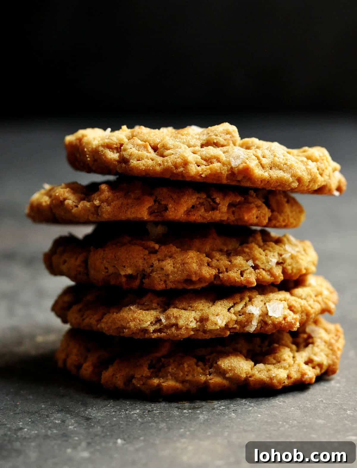 Chewy Peanut Butter Oatmeal Cookies Recipe 3 Peanut Butter Oatmeal Cookies stacked